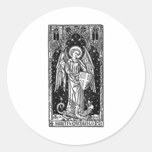 Sticker Rond Saint Michel l'Archange défait Satan Christ