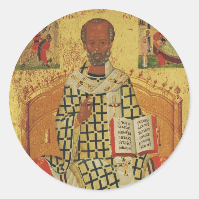 Sticker Rond Saint Nicolas de Myra Icon orthodoxe (Devant)