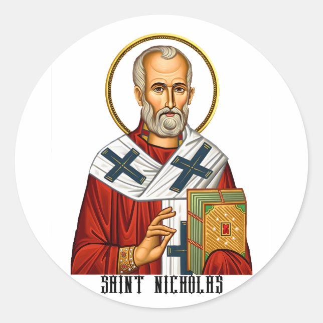 Sticker Rond Saint Nicolas saints orthodoxe serbe icône (Devant)