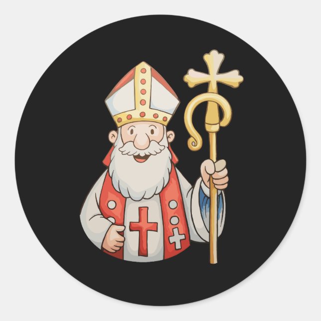 Sticker Rond Saint Nicolas Santa Patron de Noël Xmas (Devant)