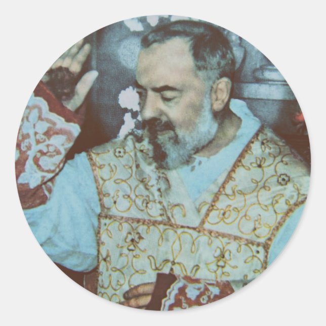 Sticker Rond Saint Padre Pio (Devant)