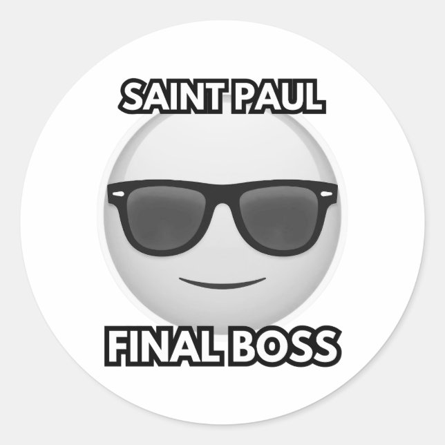 Sticker Rond Saint Pal Final Boss Cool Emoji (Devant)