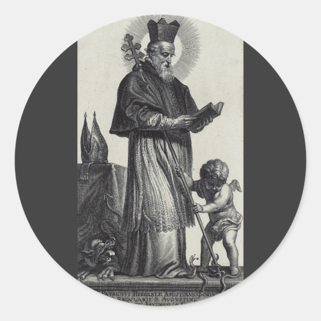 Sticker Rond Saint Patrick Apôtre d'Irlande  Art monochrome (Devant)