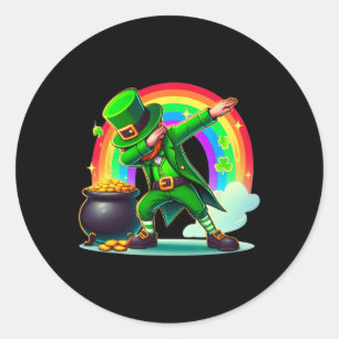 Sticker Rond Saint-Patrick Dabbing Leprechaun Garçons Filles Ho