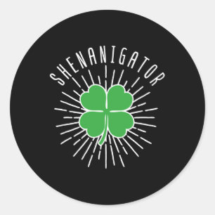 Sticker Rond Saint Patrick Day Irlande Green Shamrock Irish She