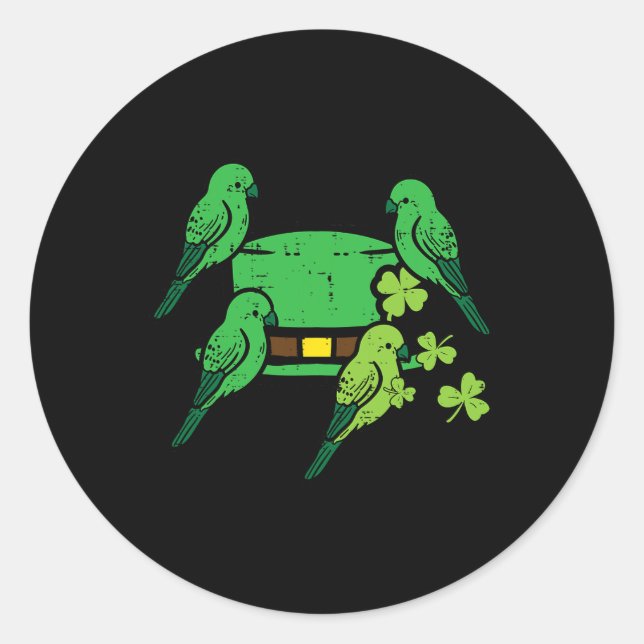 Sticker Rond Saint Patrick Jour Oiseaux Casquettes Saint Paddys (Devant)