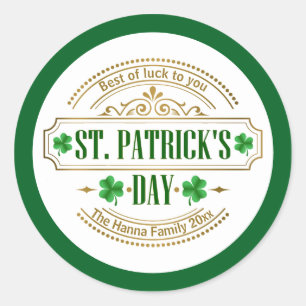 Sticker Rond Saint-Patrick personnalisé - Chance des Irlandais