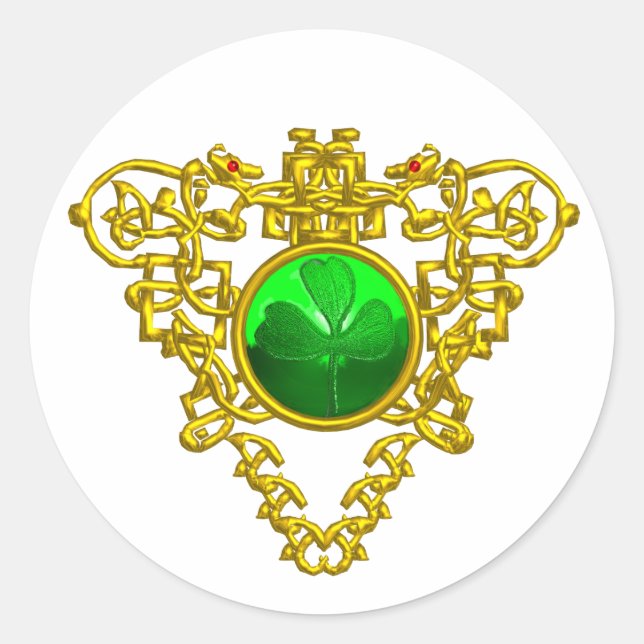 STICKER ROND SAINT PATRICK'S CELTIC HEART (Devant)