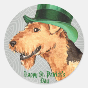 Sticker Rond Saint Patrick's Day Airedale