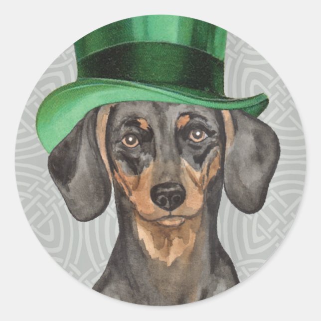Sticker Rond Saint Patrick's Day Dachshund (Devant)