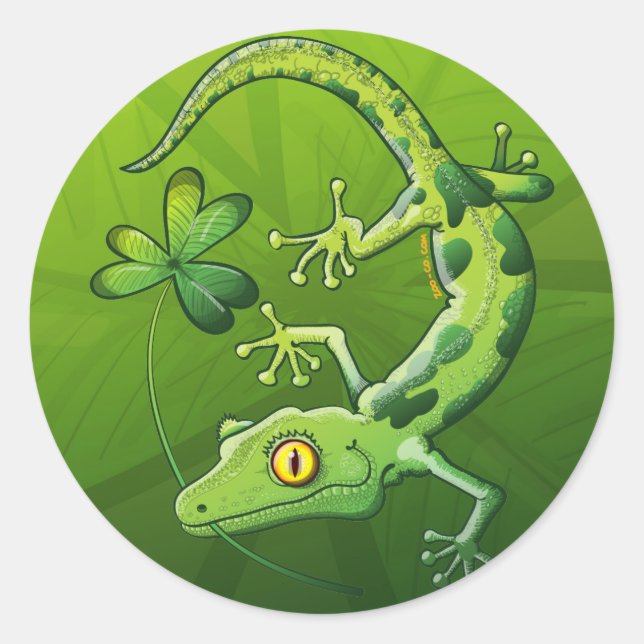 Sticker Rond Saint Patrick's Day Gecko (Devant)