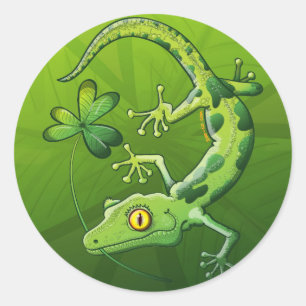 Sticker Rond Saint Patrick's Day Gecko