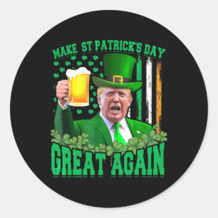 Sticker Rond Saint Patrick's Day Great again Funny Trump 3