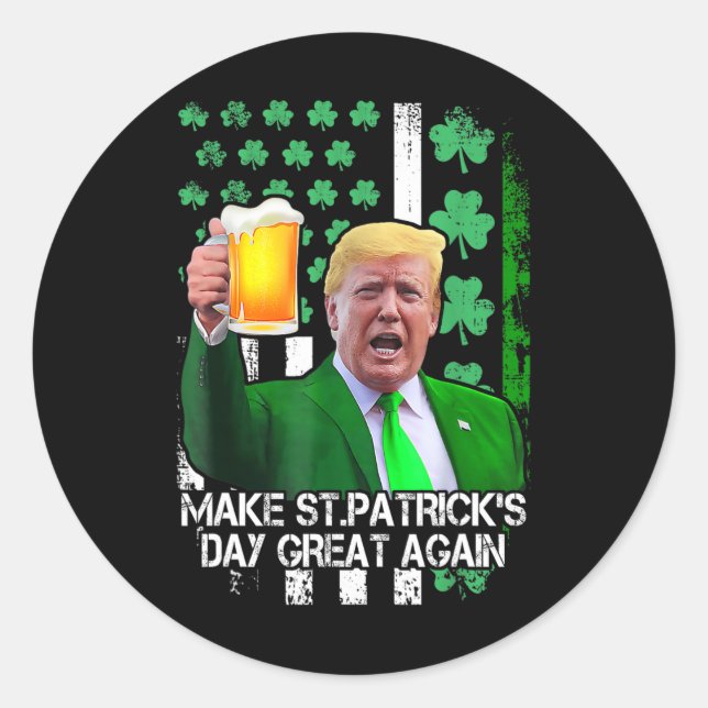 Sticker Rond Saint Patrick's Day Great again Funny Trump avec l (Devant)
