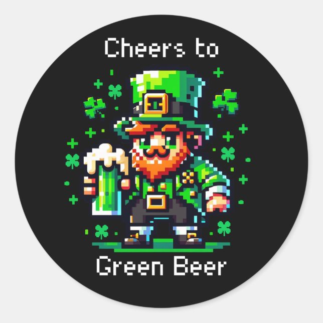 Sticker Rond Saint Patrick's Day Leprechaun | Bravo à la bière  (Devant)
