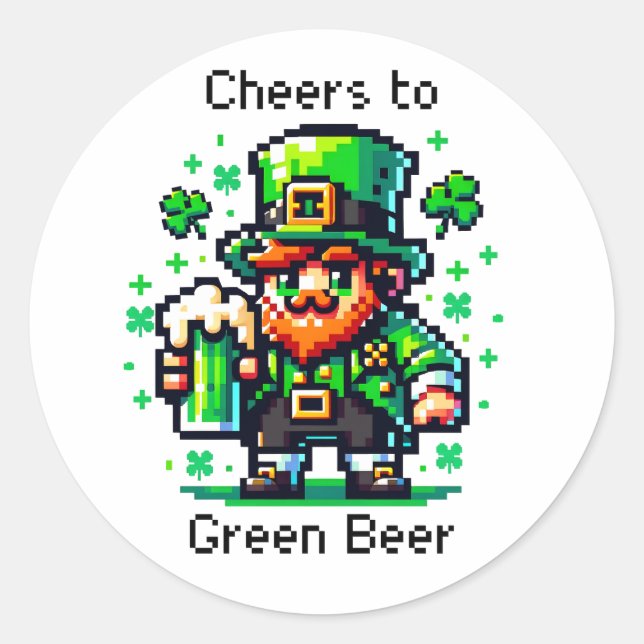Sticker Rond Saint Patrick's Day Leprechaun | Bravo à la bière  (Devant)