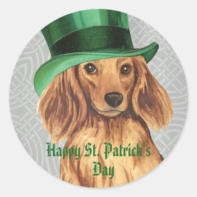 Sticker Rond Saint Patrick's Day LonghEI Dachshund (Devant)