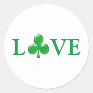 Sticker Rond Saint Patrick's Day Love Green White Clover