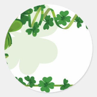 Sticker Rond Saint Patrick's Day Lucky Four Leaf Clover Shamroc