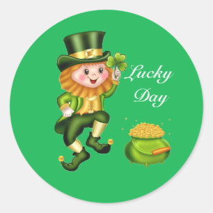 Sticker Rond Saint Patrick's Day Lucky Leprechaun