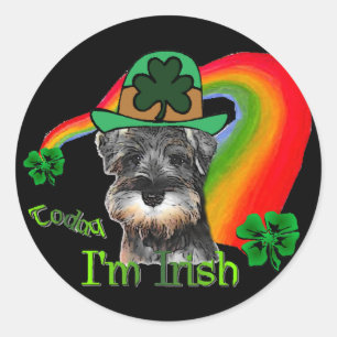 Sticker Rond Saint Patricks Day Mini Schnauzer