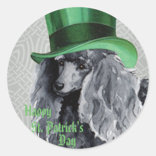 Sticker Rond Saint Patrick's Day Miniature Poodle
