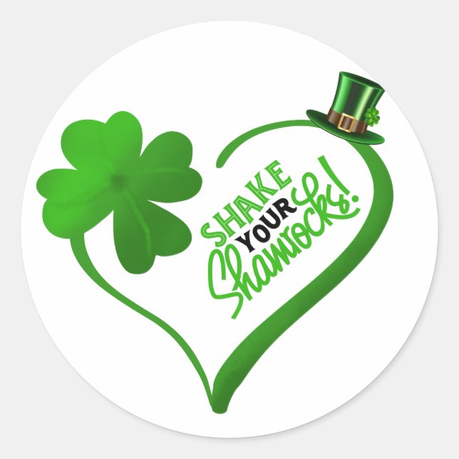 Sticker Rond Saint Patrick's Day Shake Your Shamrock (Devant)