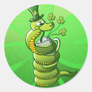 Sticker Rond Saint Patrick's Day Snake
