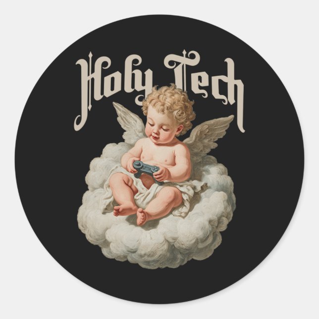 Sticker Rond Saint Tech Joueur Ange Drôle Cherob Ba  (Devant)
