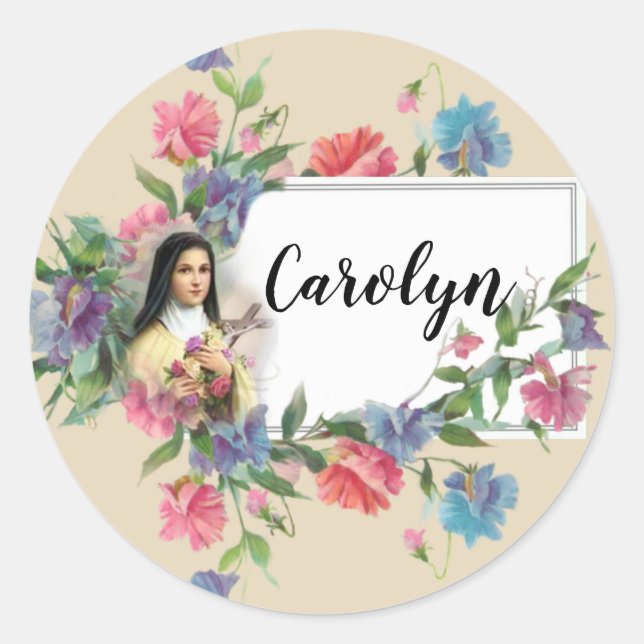 Sticker Rond Saint-Thérèse de Lisieux Personnalisé (Devant)