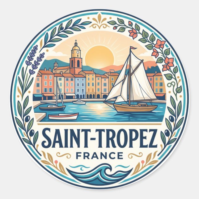 Sticker Rond Saint-Tropez France (Devant)