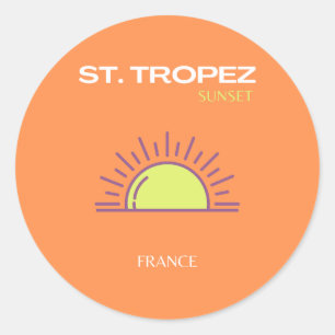 Sticker Rond Saint-Tropez, France, Coucher de soleil, Art du vo