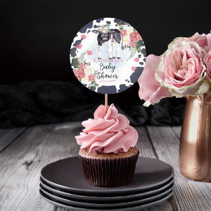 Sticker Rond Saint Vache, C'est un Baby shower de fille Bienven