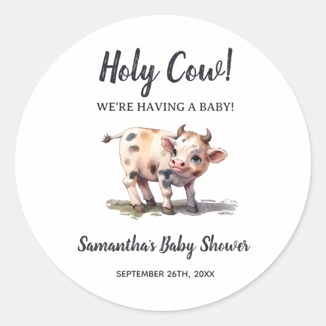 Sticker Rond Saint-Vache ferme animal thème Baby shower Favoris (Devant)