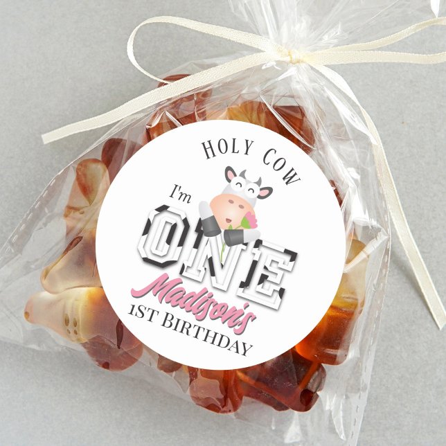 Sticker Rond Saint Vache Je suis une fille 1er fête d'anniversa (Créateur téléchargé)