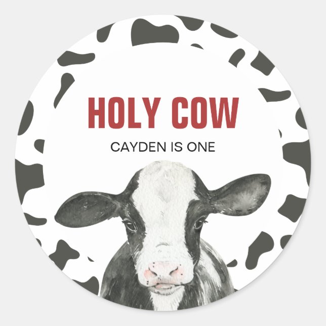 Sticker Rond Saint vache Je suis une vache Imprimer l'anniversa (Devant)