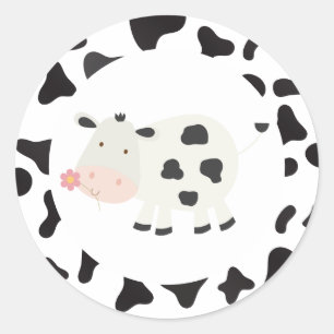 Sticker Rond Saint vache rose marguerite vache Imprimer Anniver