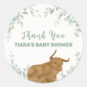 Sticker Rond Saint-Vache Rustique Boho Baby shower de verdure