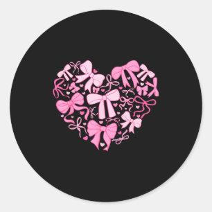 Sticker Rond Saint-Valentin 2026 Cœurs Coquette Nœud Femmes Fil