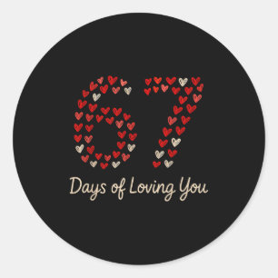 Sticker Rond Saint-Valentin 67 Love Anniversaire Couple Six Sev