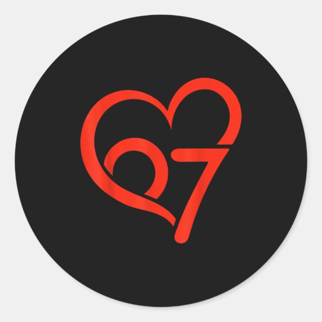 Sticker Rond Saint-Valentin 67 Meme 67e Anniversaire 6 7 Valent (Devant)