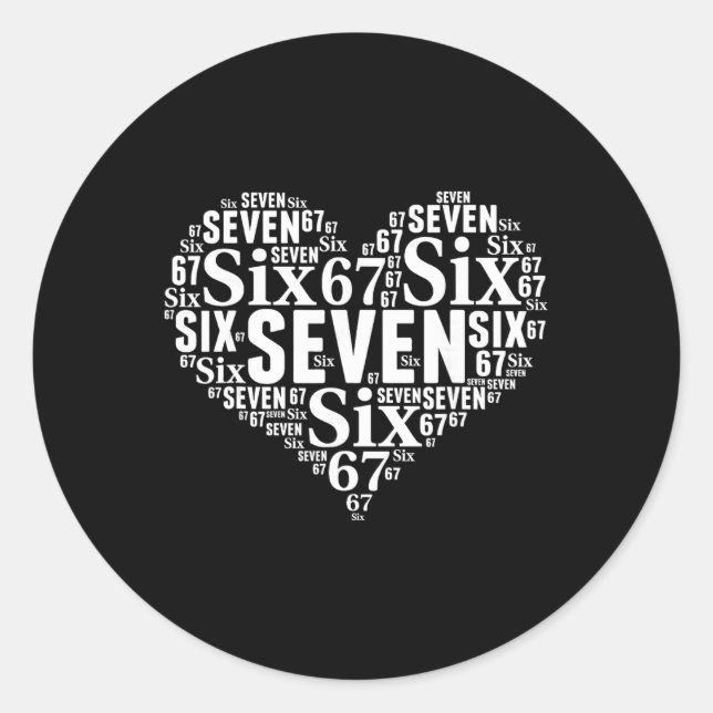 Sticker Rond Saint-Valentin 67 Meme 67e Anniversaire 6 7 Valent (Devant)