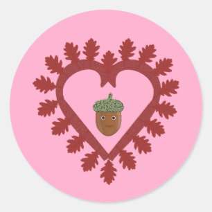 Sticker Rond Saint-Valentin Amour Coeur Noisette