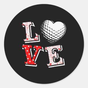 Sticker Rond Saint-Valentin Amour Golf Coeur Fête de Saint-Vale