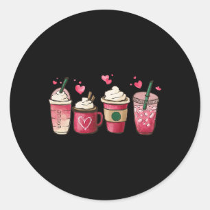Sticker Rond Saint-Valentin Amoureux de Café Cœur Femmes Fille 