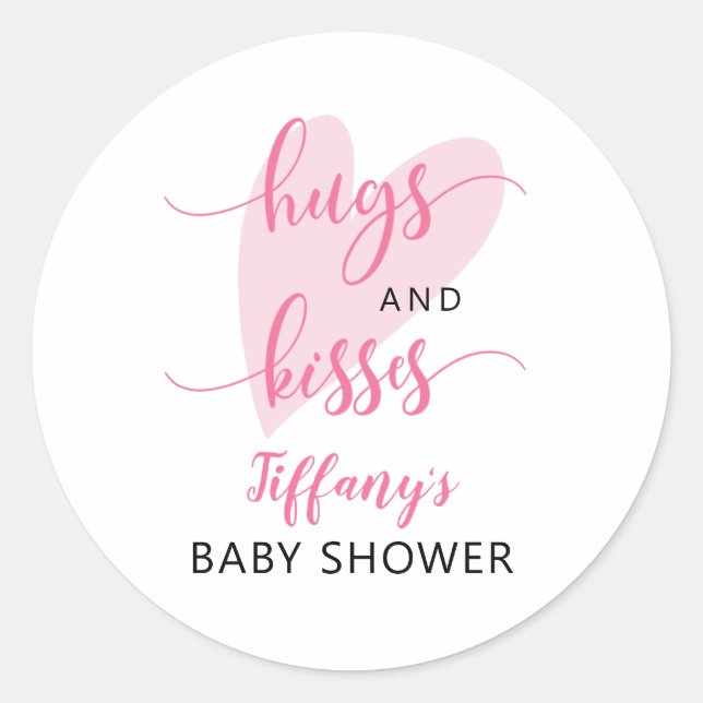 Sticker Rond Saint Valentin Baby shower Coeur rose (Devant)