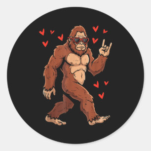 Sticker Rond Saint-Valentin Bigfoot Rock Rocker Sasquatch Homme