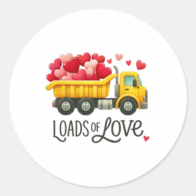 Sticker Rond Saint-Valentin Camion de Camion Charges d'Amour To (Devant)