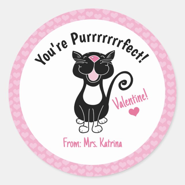 Sticker Rond Saint Valentin Chat noir Vous êtes parfait mignon (Devant)