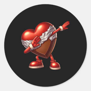 Sticker Rond Saint Valentin Chocolat Coeur Dabbing Design
